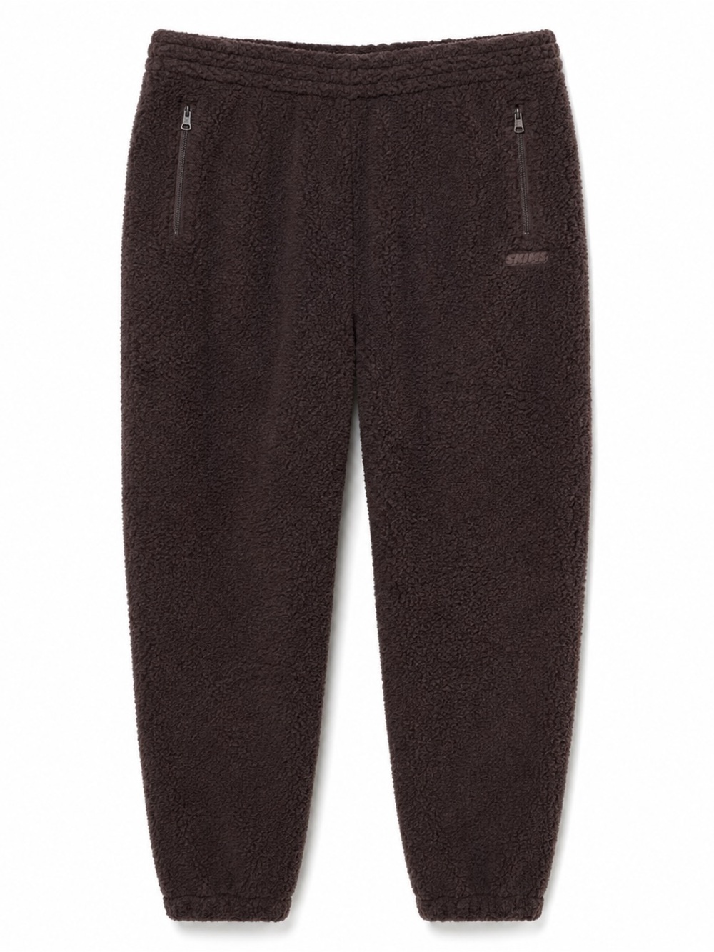 SKIMS Teddy Sherpa Cozy Jogger Pants 3X Brown Zip Pocket NWOT